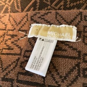 Michael Kors Tan and Brown Geometric Fabric logo scarf